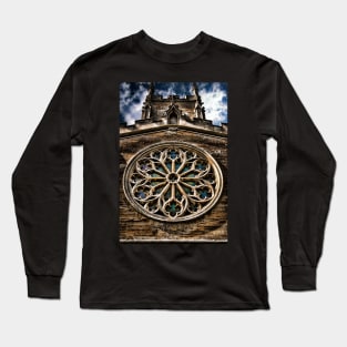 Round Stained Glass Church Window HDR Long Sleeve T-Shirt